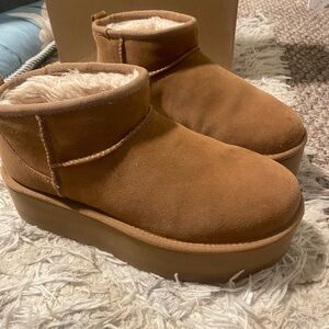 Cozy Tan Suede UGG Platform Boots